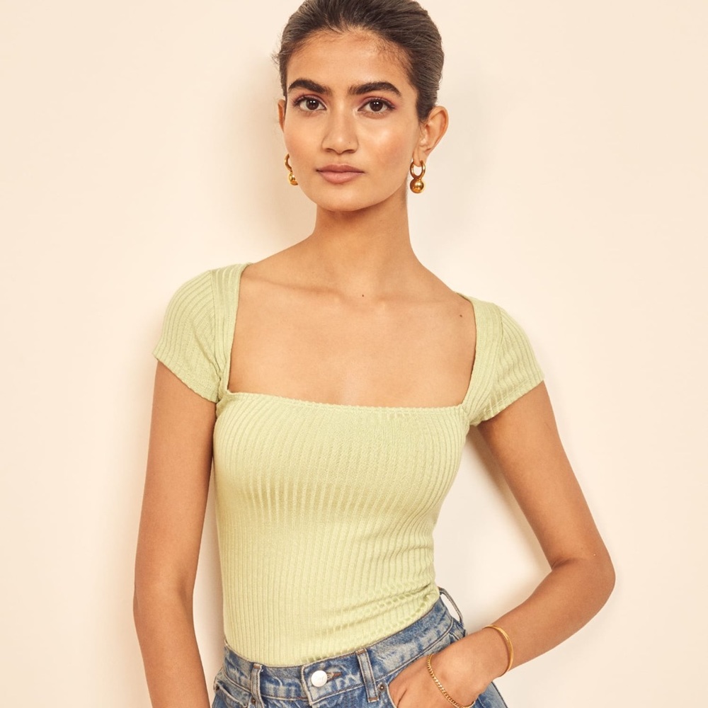 Reformation Bardot Knit Top | Lime